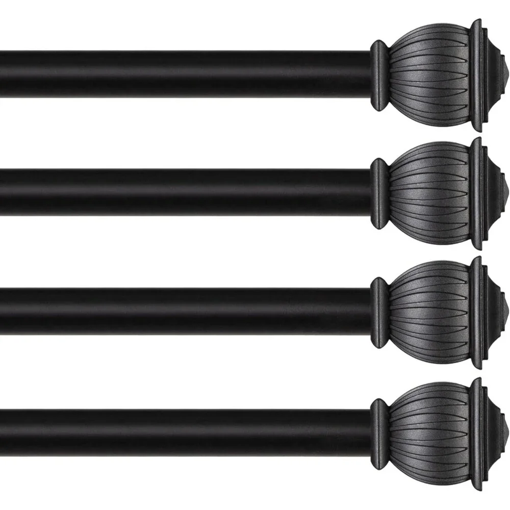 4-Pack Kenney Beckett Soft Square End Standard Decorative Window Curtain Rod,